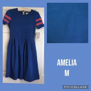 Lularoe AMELIA size M. Royal Blue with Coral accent.